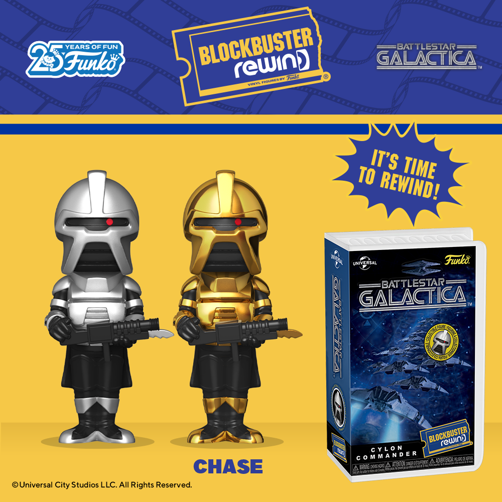 Prepare your fleet! The Cylons have emerged again! This REWIND Cylon Commander is ready to destroy the remnants of human civilization in your Battlestar Galactica collection. Will you be lucky enough to find the chase of Gold Cylon Commander?