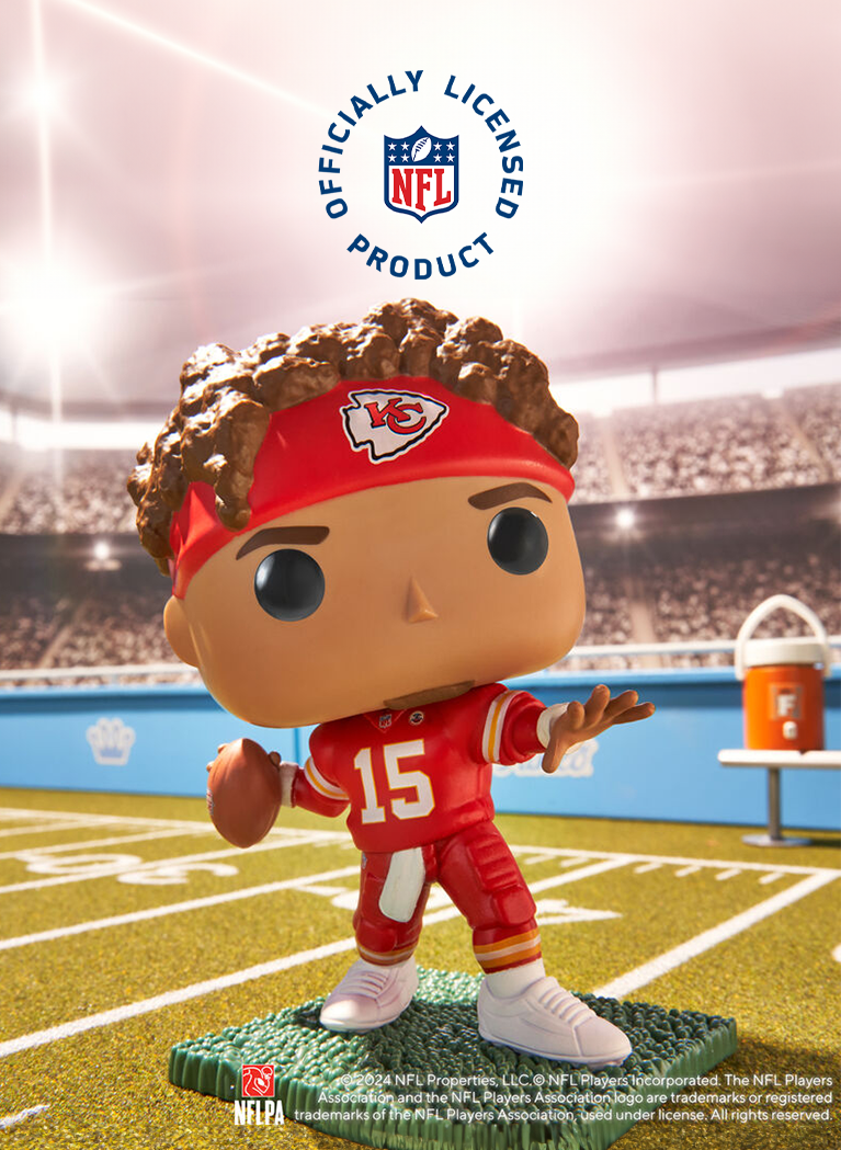 Animated football stadium background featuring Funko Pop! NFL vinyl collectibles