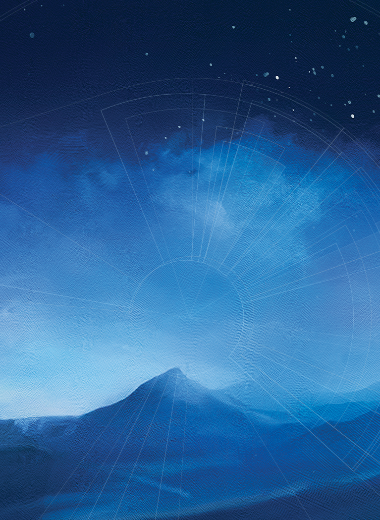 Blue sci-fi landscape with stars