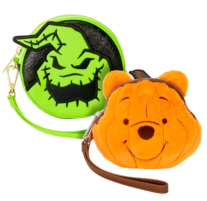 Exclusive Loungefly Disney Coin Bags with styles inspired by Nightmare Before Christmas and Winnie the Pooh