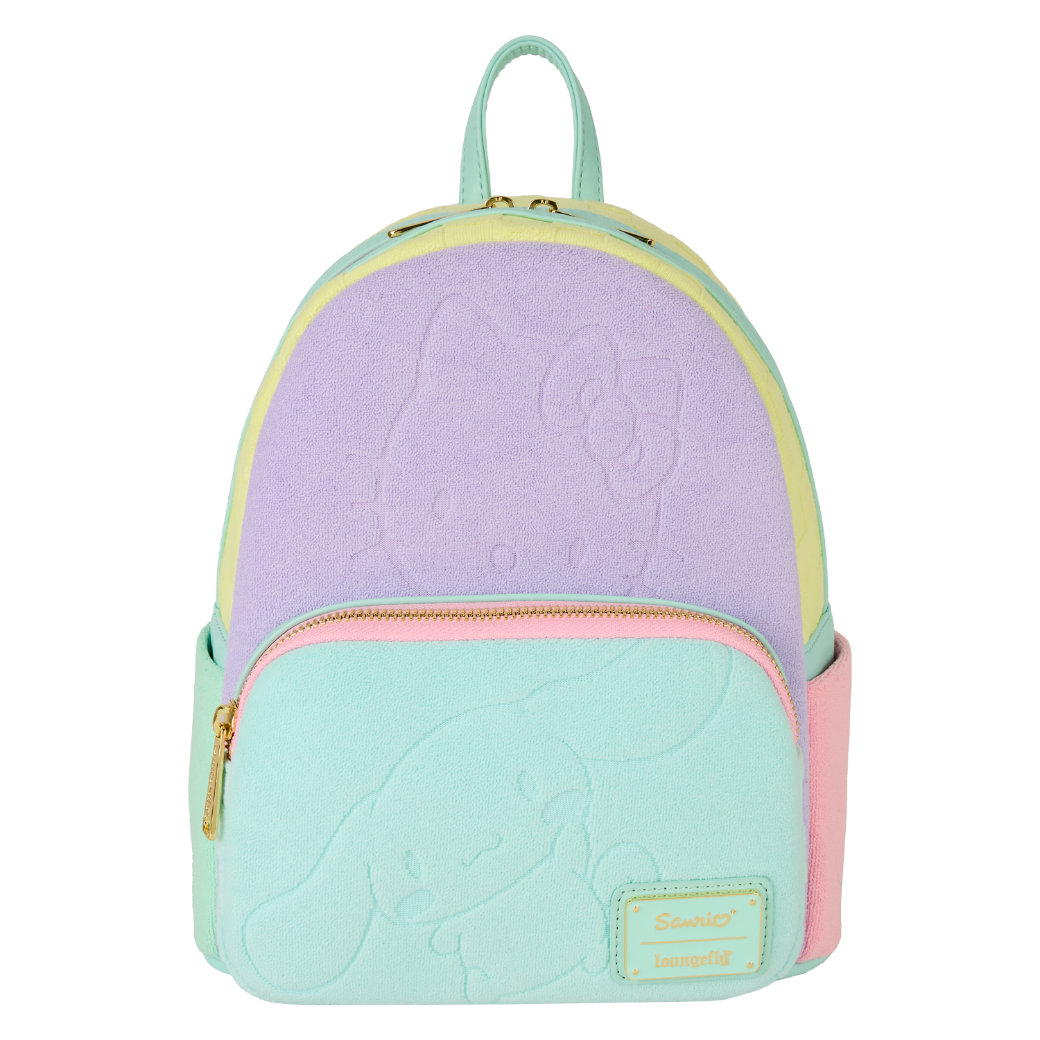 SDCC Limited Edition Hello Kitty & Friends Color Block Terry Cloth Mini Backpack | Officially Licensed | Plastic | Loungefly
