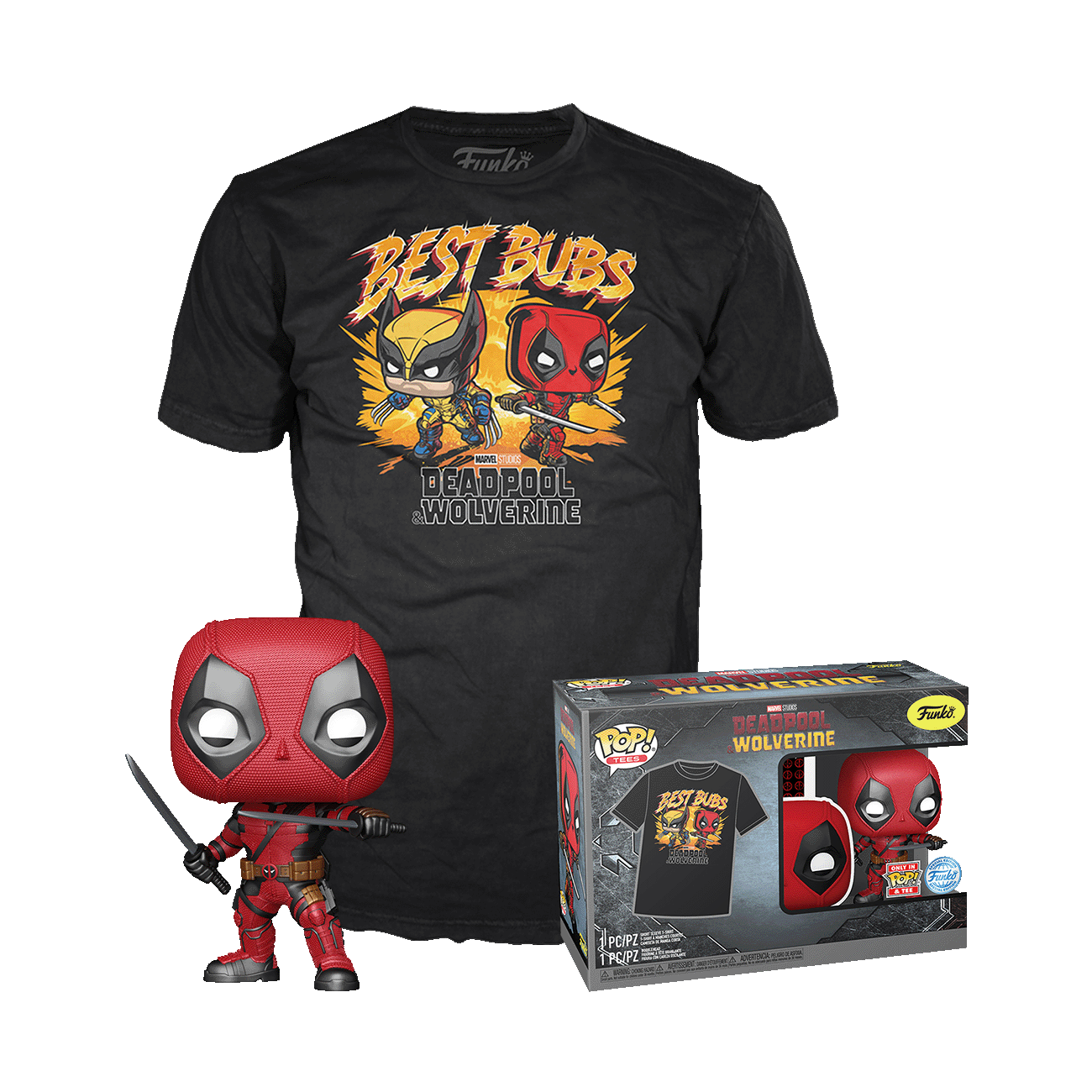 Funko Pop & T-Shirt Deadpool With Dual Swords (Metallic) | Size: Large