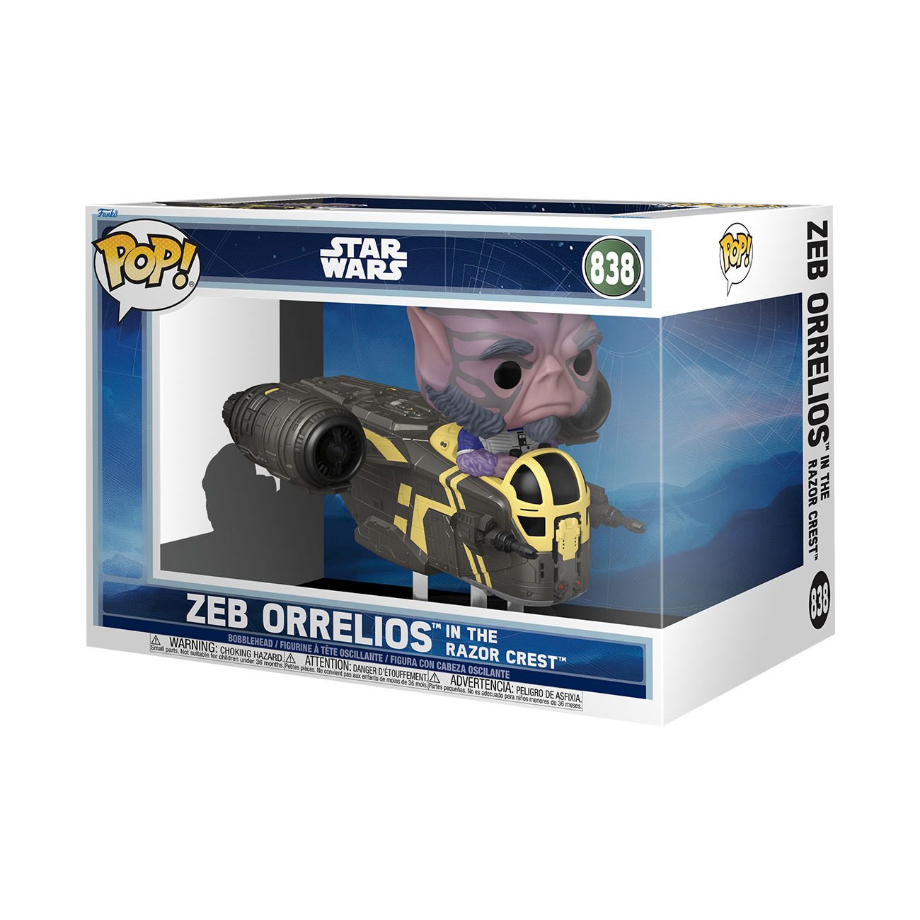 Funko Pop! Rides Deluxe: Star Wars - Zeb Orrelios in The Razor Crest #838 Bobble-Head Vinyl Figure
