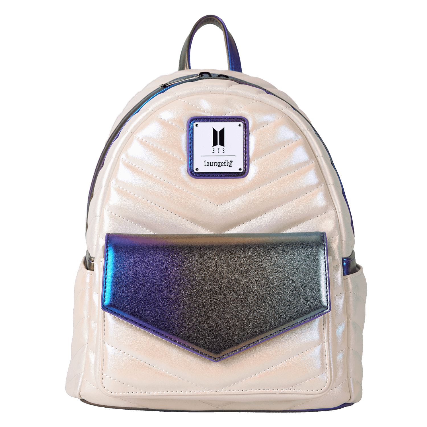 Funko Pop By Loungefly BTS Iridescent Quilted Mini Backpack | Officially Licensed | Plastic/Vegan Leather