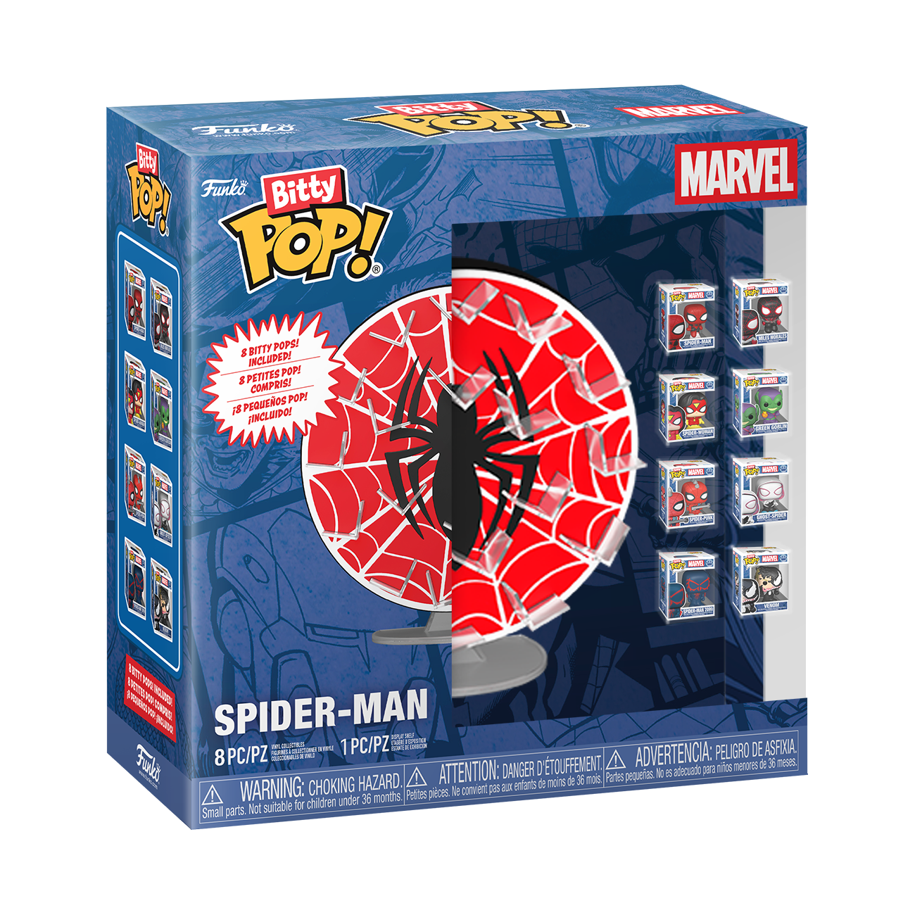 Bitty Pop! Display Bundle: Spider-Man - Bitty Display and 8 Mini Figures