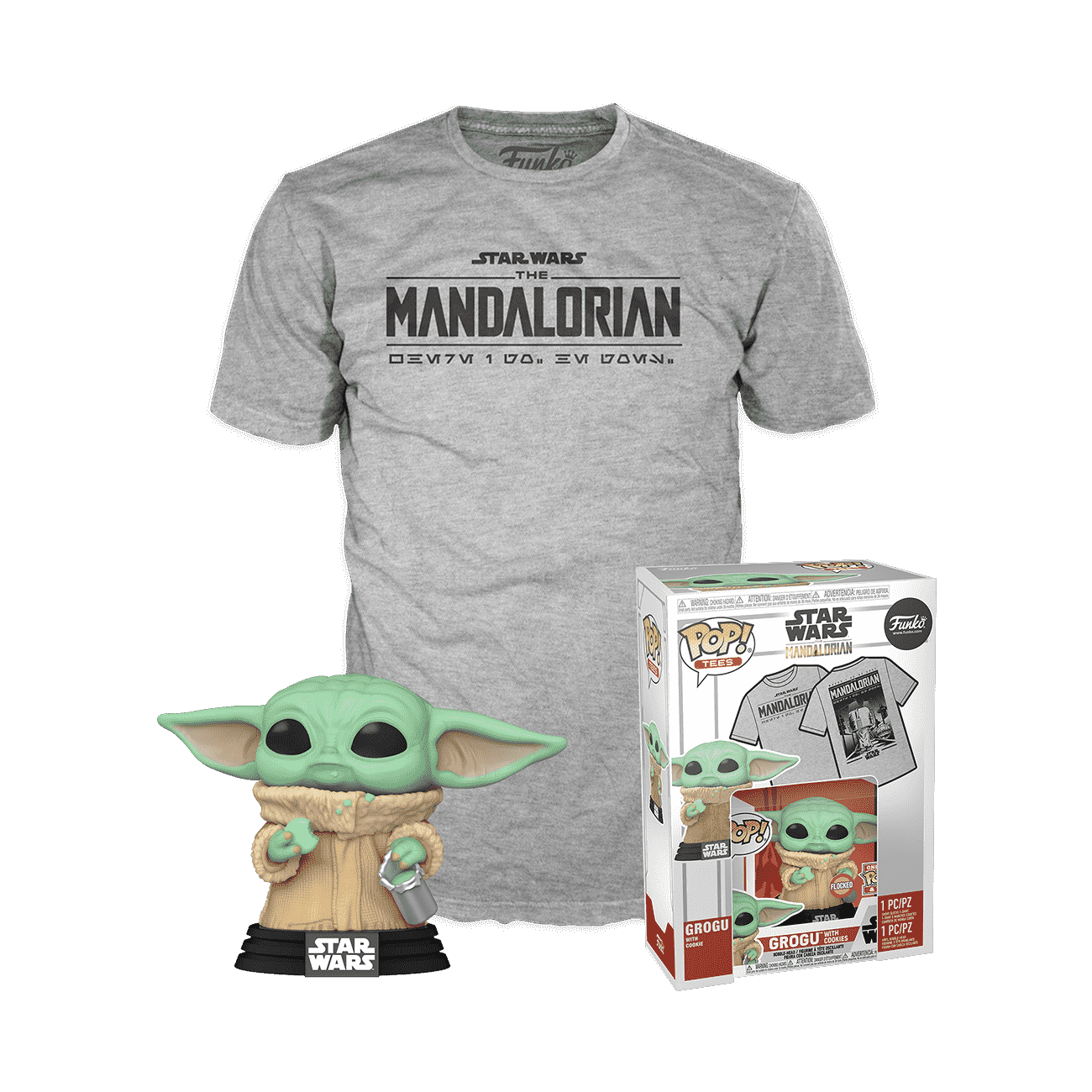 限定 Funko POP トニー・スターク #449 Tシャツ セット Pop! & Tee The Mandalorian Grogu with Cookies (Flocked)
