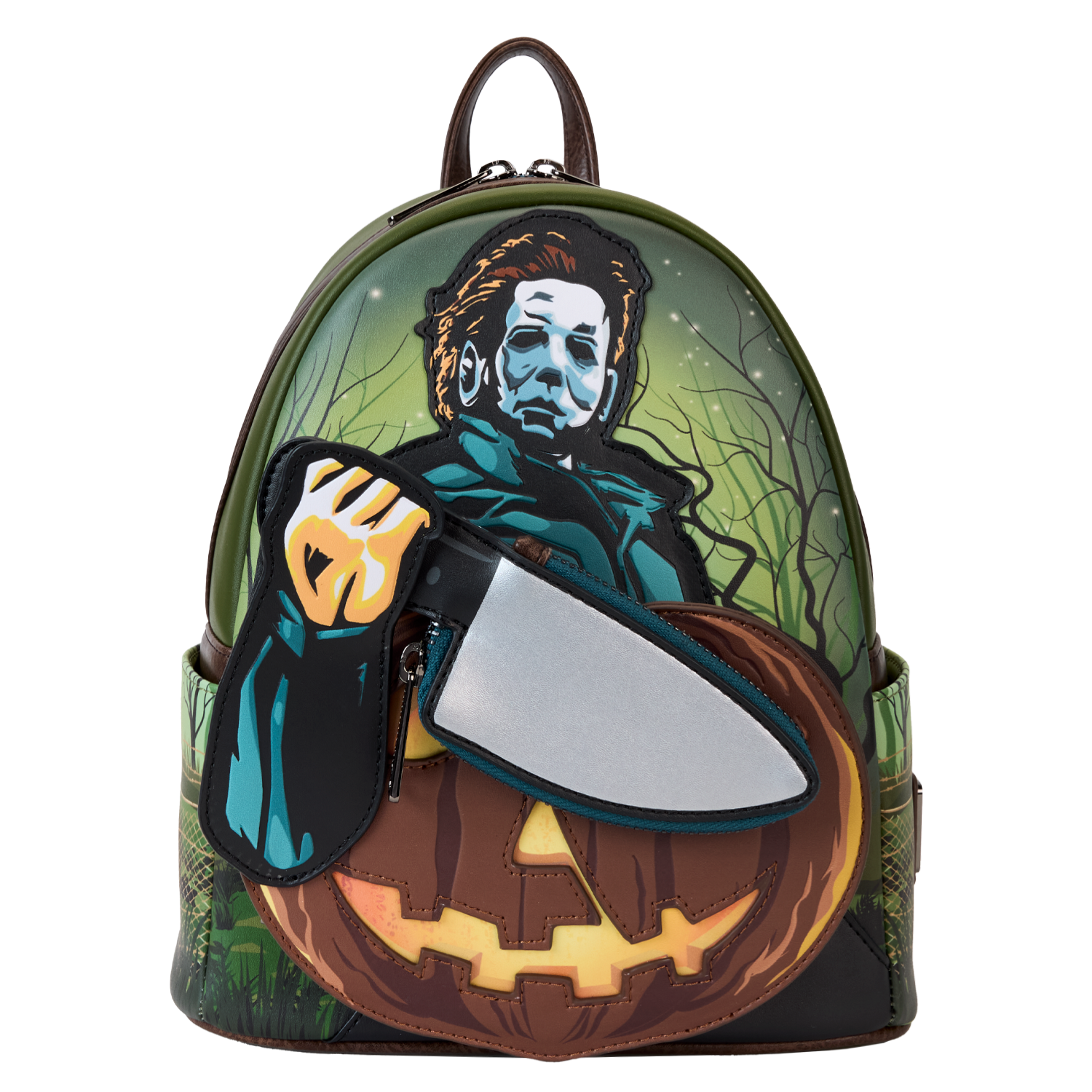 Halloween Michael Myers Pumpkin Glow Mini Backpack With Coin Bag | Officially Licensed | Plastic/Vegan Leather | Loungefly