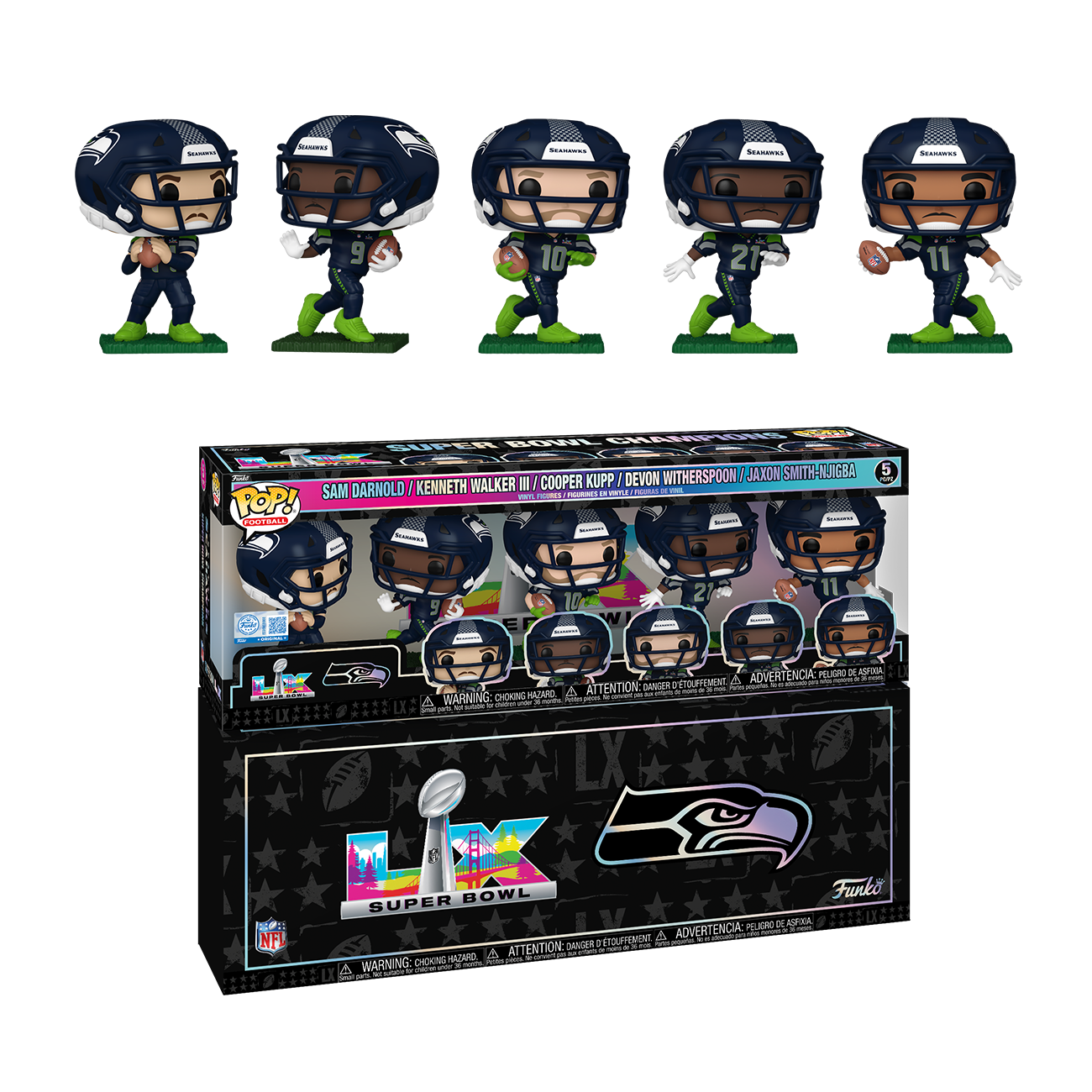 Pop! Seattle Seahawks NFL Super Bowl LX Champions 5-Pack