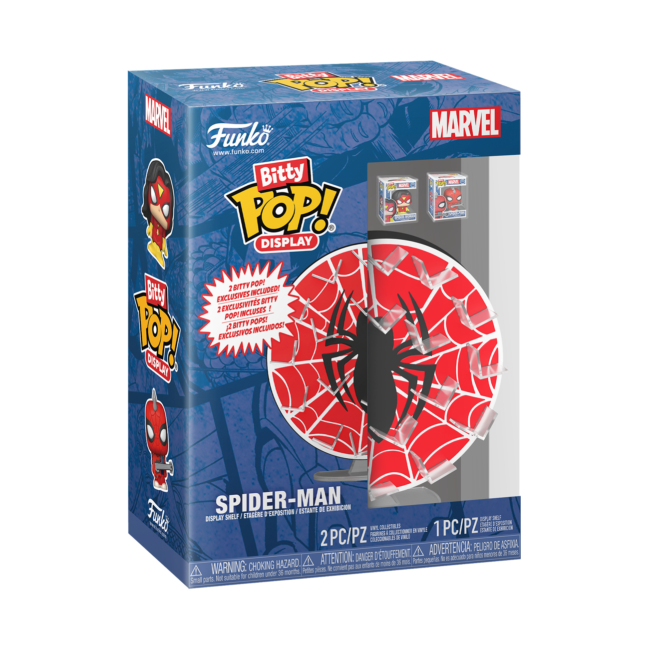Funko Bitty Pop! Display: Spider-Man Web with Spider-Woman and Spider-Punk - Figura de Vinilo Coleccionable